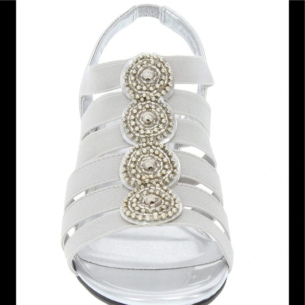 London Fog Nanci Silver Stretch Heeled Sandal NWT